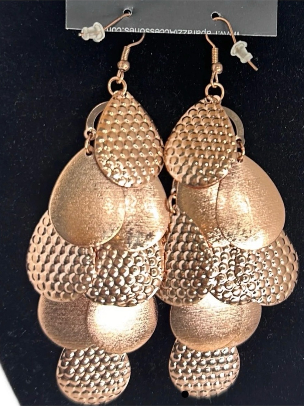 Rose Gold Teardrop Layered Dangle Earrings - Women Jewelry